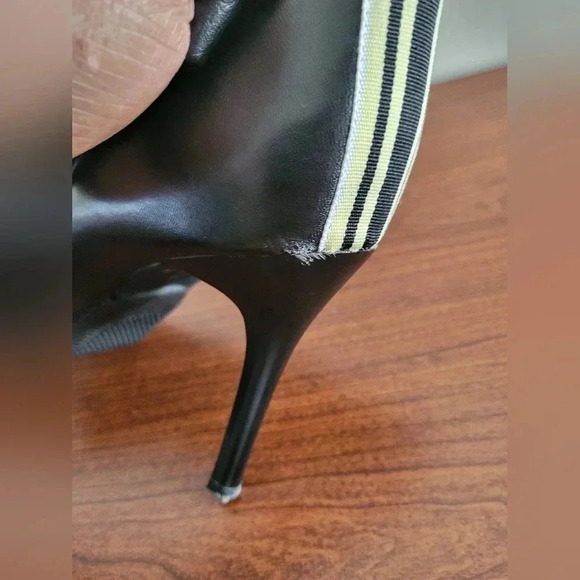 Vintage Steven Steve Madden Black Soft Leather Stilletto Toggle Ankle Boots(9.5) - Picture 5 of 8